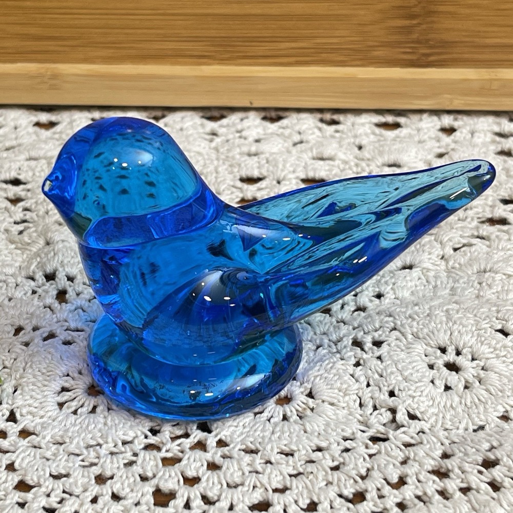 Vintage 1997 Terra Studios Bluebird of Happiness Signed Leo Ward Glass Figurine